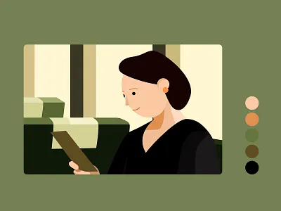 A woman reading letters illustration 插图 设计