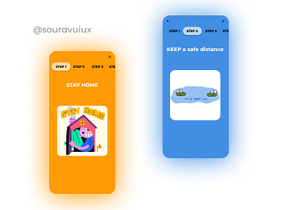 COVID-19 Awareness App Step 1-2 animation app branding design figma homemade icon illustration typography ui
