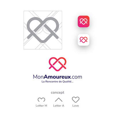 MonAmoureux com 01 branding design flat illustration logo love minimal space vector
