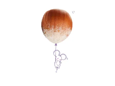 Ballon + nut 2d 2d art animal ballon design flying illustration minimalist mouse nut simple trend 2019 trending