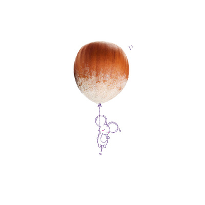 Ballon + nut 2d 2d art animal ballon design flying illustration minimalist mouse nut simple trend 2019 trending