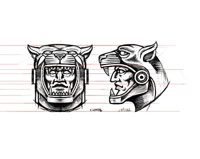 Guerrero Jaguar aztec illustration jaguar mexican mexico sketch warrior