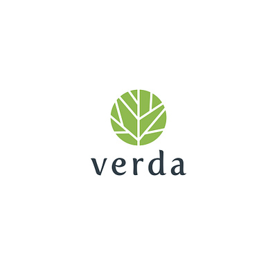 Verda branding flat green identity leaf logo design nature