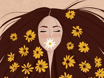 Flourishing digital illustration digital painting floral flourishing flower illustration flowers illustration procreate woman illustration woman portrait