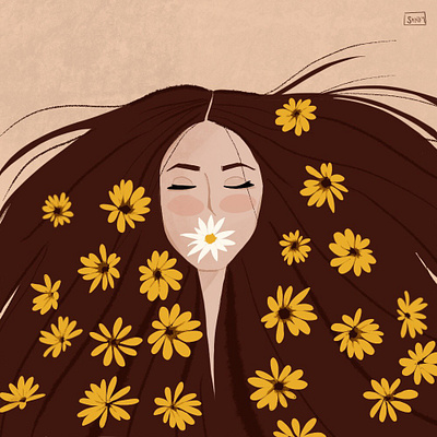 Flourishing digital illustration digital painting floral flourishing flower illustration flowers illustration procreate woman illustration woman portrait