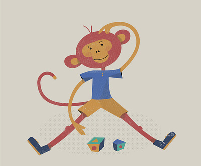 one small monkey in thought colors design illustration illustrator logo minimal monkey thoughts vector