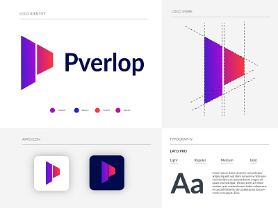 Pverlop logo design brand identity branding gradient logo a day logo designer logo process logotype minimal morden new logo p letter logo p logo p mark platfrom prespective technology typogaphy visual identity