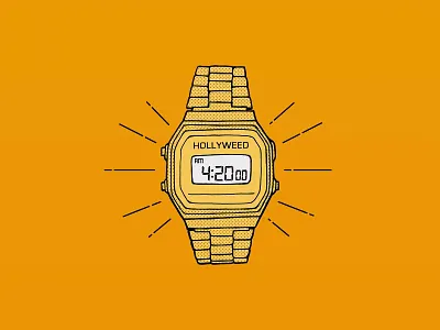 4:20 casio drawing gold illustration stampio streetwear watches weed