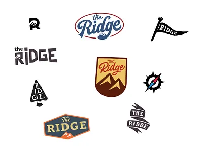 THE RIDGE eye catching graphic design icon illustration logo design mountain outdoors patch patch design sticker vector vintage wallet