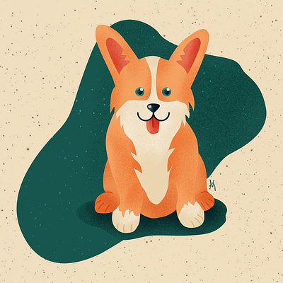 Corgi | Vector Illustration art corgi corgi illustration digital art digital illustration grain grain texture illustration illustrator photoshop shading vector