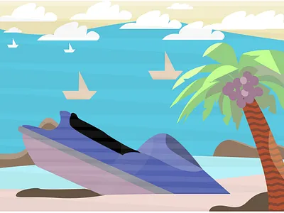 Summer Beach animation concept design flat design illustration minimal