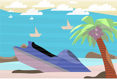 Summer Beach animation concept design flat design illustration minimal