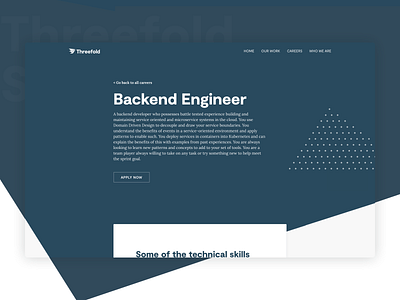 Job Description on Threefold career careers page clean dark design flat job description job listing minimal simple ui ux website