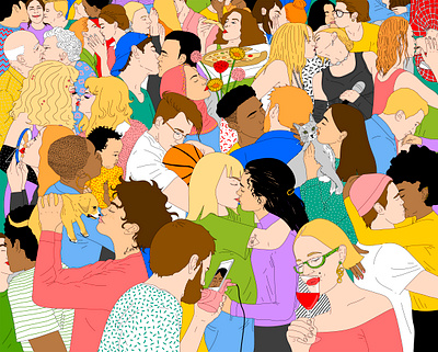 Kiss adobe colorful editorial illustration illustrator kiss popart valentine valentine day