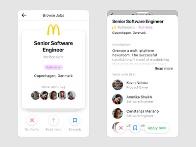 Feats Jobs card card design concept design jobs jobsite swipe swipe left swipe right ui ux