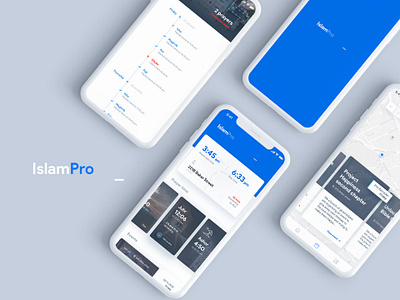 Islam Pro - Mobile App app blue card dashboard design donation event flat host islam minimal mobile prayer religion ui ux