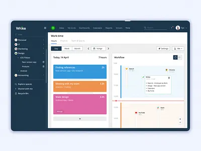 Wrike's Time-Tracker analytics calendar dashboad task management task manager teamwork time timer timer tracker timetracker timetracking ui ux uxdesign web wrike
