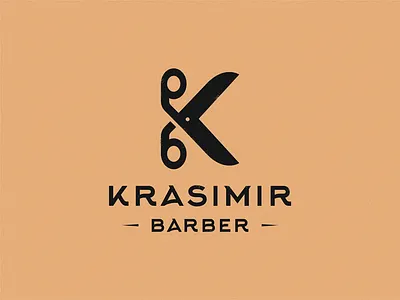 Krasimir barber barber barber logo barber shop barbers barbershop k letter lettermark scissors