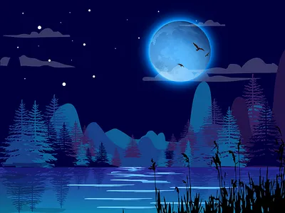 Moonlight Night landscape artist branding design desing gradient graphics illustration illustration art landscape landscape design logo modern art moonlight moonshine night landscape ui design ui kit