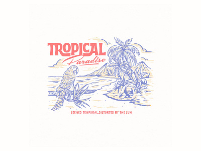 Tropical Paradise aloha beach beach design clothing design design designforsale doodle for sale graphic design hawaiian illustration photoshop summer surf surf design surfing tattoo design vintage vintage badge vintage design