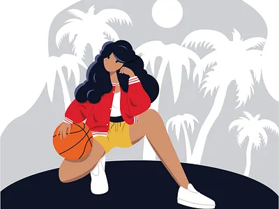 Basketball Girl basketball character girl happy illustration people