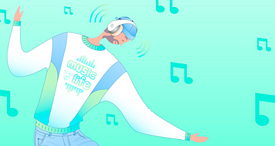 "Music is my life" audio player bluetooth connection concept dj electronic gadget emotion smiling enjoying good quality headphones high sound label life man satisfied multimedia music music online user poster sticker text wireless device