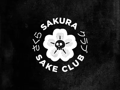 Sakura Sake Club badge japan logo texture true grit texture supply