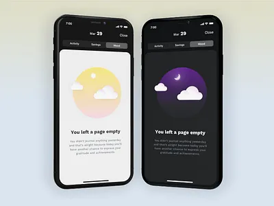 Empty Journal Illustrations dark mode empty state health app illustration savings