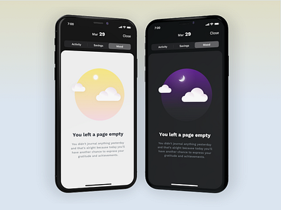 Empty Journal Illustrations dark mode empty state health app illustration savings