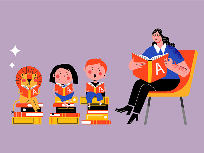 Reading club app design app illustration book books club design flat illustrator kids read reading school teacher vector vector art