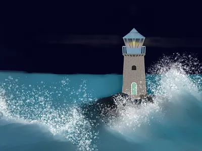 lighthouse foam illustration lighthouse nature ocean sea spray storm surf waves