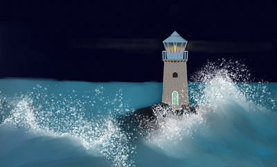 lighthouse foam illustration lighthouse nature ocean sea spray storm surf waves