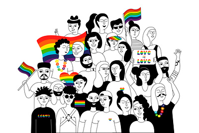 Pride Parade art black design doodle gay girl illustration man poster design pride day pride parade woman