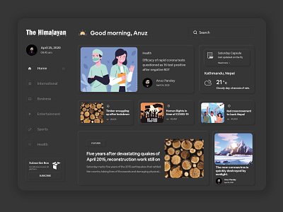 The Himalayan Times - Website Redesign - Neumorphic Dark dark mode dark neumorphic theme dark theme dark theme ui nepal neumorphic neumorphism stylustechnology website concept website design website redesign