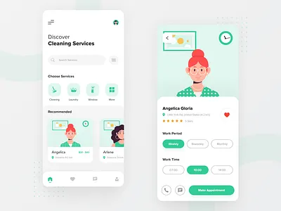 Cleaning Service App 🧽 clean cleaning cleaning app cleaning company cleaning service cleaning service app cleaning services illustration job finder laundry laundry app minimalist mobile mobile app offers service app simple uidesign uiux washing