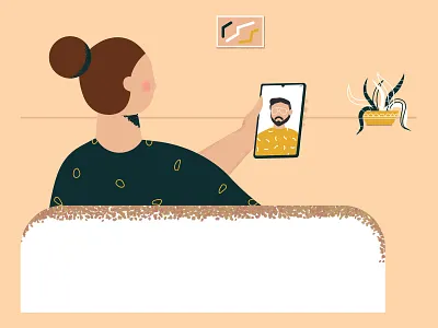 Time for Face Time 🤳 artwork character design chilling colours design face time fashion happy happy hours illustration lockdown art nature pattern plant quarantine stay home vector video call