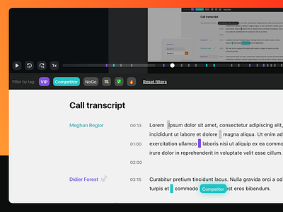 Bonjour — Tags in Transcript audio audio transcript design product product design subtitle subtitles tag tagging tags transcript transcription ui uiux video