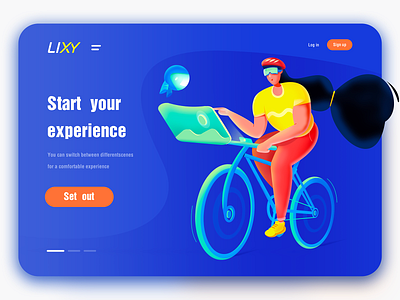 Sports navigation illustration design bicycling blue brand car cycle electronic equipment hair illustration man movement navigation phone robot science ui web xiyong li