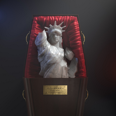 Democracy Death 3d 3d artist 3dartist arnoldrender c4d cinema4d coffin concept creative digitalart marble statue of liberty statueofliberty trump