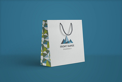 Front Range | Shopping Bag blue brand design brand identity branding branding design colorado design geometric pattern green logo mountains shopping bag