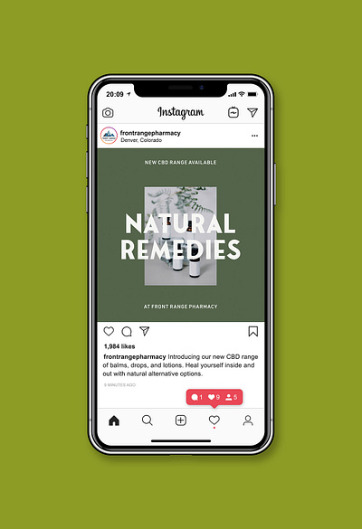 Front Range | Instagram Post brand design brand identity branding design cbd oil healthcare instagram post instagram template social media design wellness