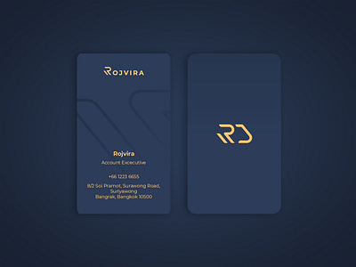 Business Card blue branding business card clean design flat gold logo minimal typography