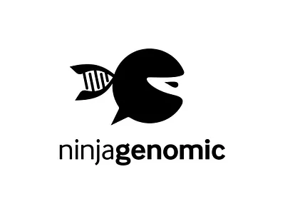 NINJA GENOMIC biology black concept design dna genomics head health helix human icon illustration logo medical negative space logo ninja sign symbol
