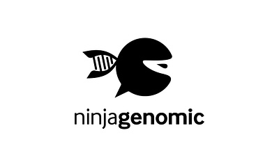 NINJA GENOMIC biology black concept design dna genomics head health helix human icon illustration logo medical negative space logo ninja sign symbol