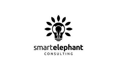 SMART ELEPHANT animal big concept design elephant icon idea illustration lightbulb logo logotype mind negative space logo sign smart symbol think