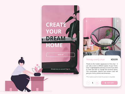 Create your dream home 🛒 application application design clean design clean ui design furniture illustration minimalism mobile mobile app mobile design responsive splash screen ui uiux ux web design webdesign website website design