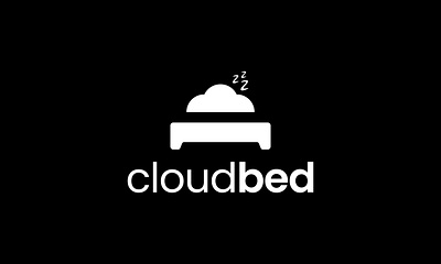 CLOUD BED bed bedding bedroom black and white cloud comfort concept design dream furniture icon illustration logo logotype negative space logo night rest sleep symbol technology