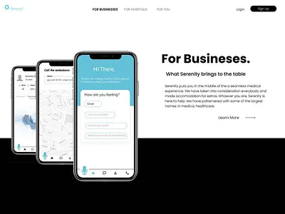 Serenity Health Landing Page app design illustration illustrator lettering logo minimal type typography ui web