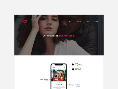 Intentions Landing Page branding dating app digital landing page layout ui ui ux ux