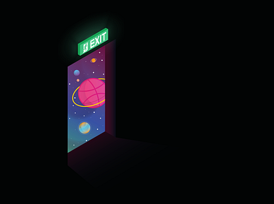 Space Exit (Also, Hello!) abstract design exit hello dribble illustration illustrator planets space vector